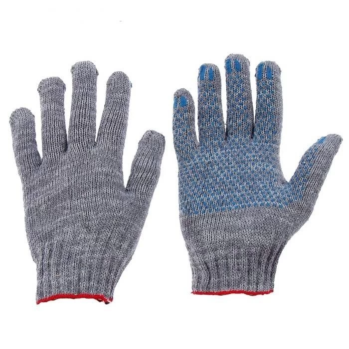 Перчатки 5-и ниточные с ПВХ серые пара